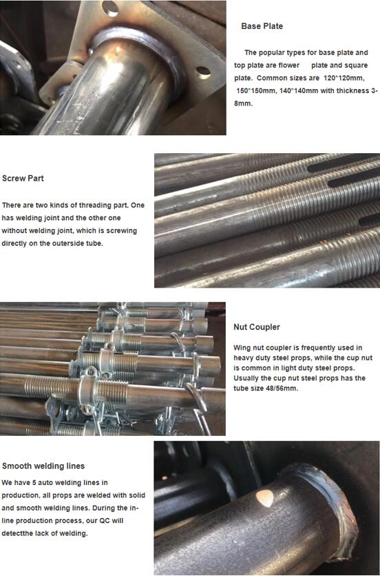 Scaffolding scaffolding galvanis atau dicat yang dapat disesuaikan dengan prop 